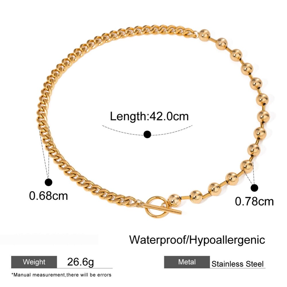 1 Piece Simple Series Style Beads Stainless Steel Gold Plated Women Pendant Necklaces Picture2