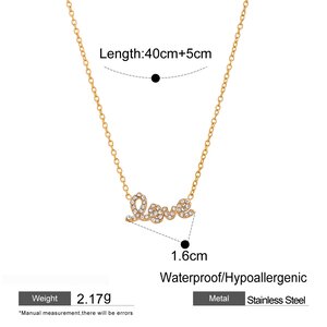 1 Piece Simple Series Casual Letter Stainless Steel Gold Plated Rhinestone Women Pendant Necklaces h5 Picture2