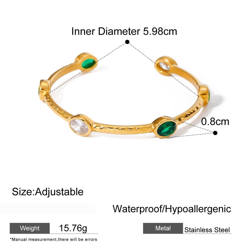 1 Piece Simple Series Style Geometric Stainless Steel Gold Plated Zircon Women Bangles Picture2