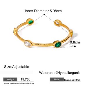 1 Piece Simple Series Style Geometric Stainless Steel Gold Plated Zircon Women Bangles h5 Picture2