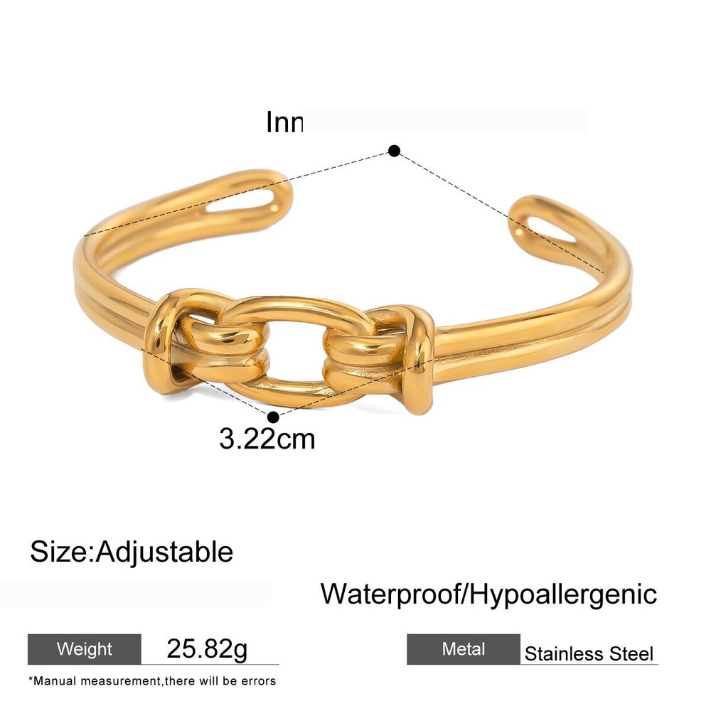 1 Piece Simple Series Style Twist Stainless Steel Gold Plated Women Bangles Picture2