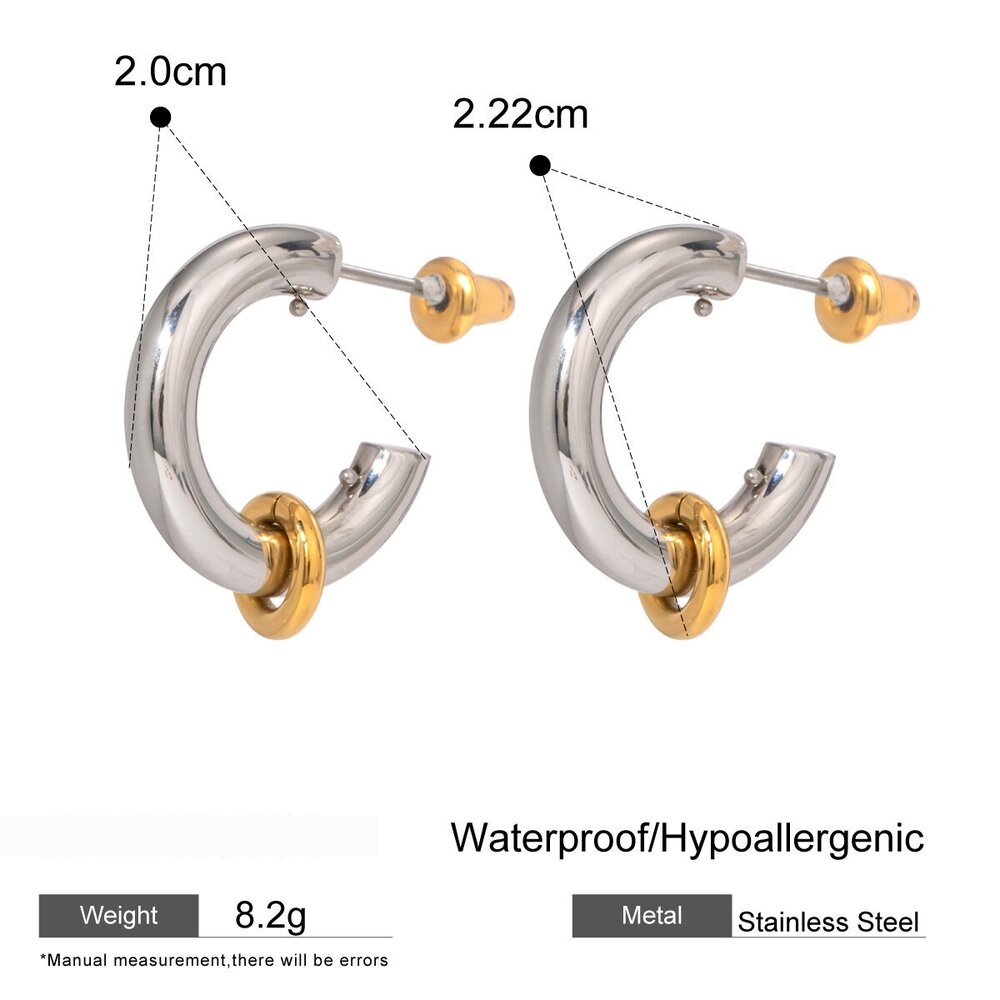 1 Pair Simple Series Simple Geometric Stainless Steel Gold Plated Women Hoop Earrings Picture2