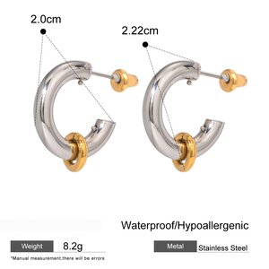 1 Pair Simple Series Simple Geometric Stainless Steel Gold Plated Women Hoop Earrings h5 Picture2