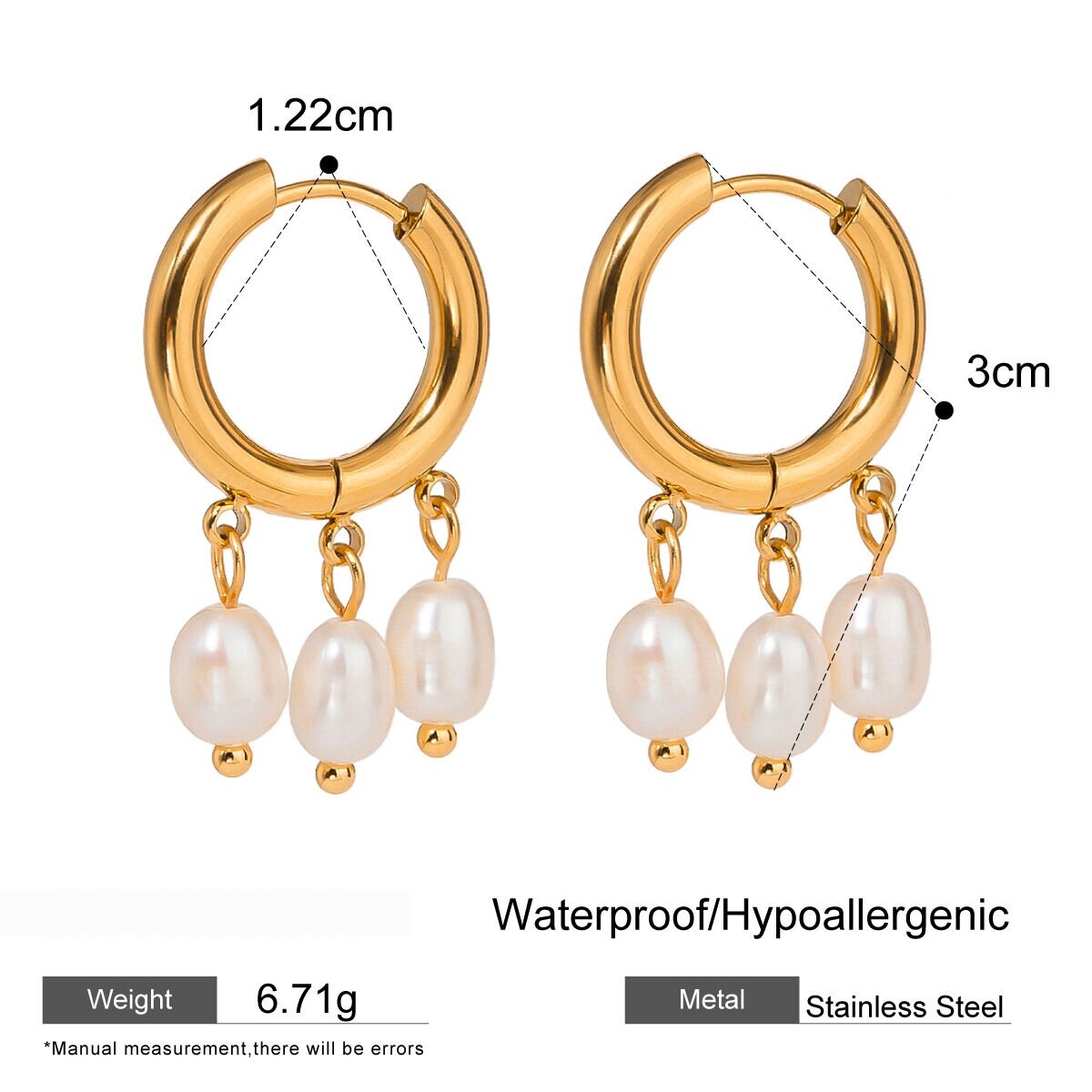1 Pair Simple Series Retro Tassel Stainless Steel  Gold Plated Artificial Pearl Women Beads Earrings h5 Picture2