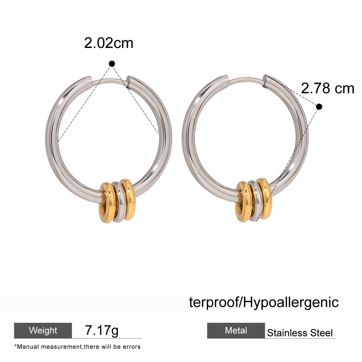 1 Paar Geometrische Creolen Aus Edelstahl Im -Stil Der Simple Series Mit 18 Karat Vergoldung Für Damen Bild2