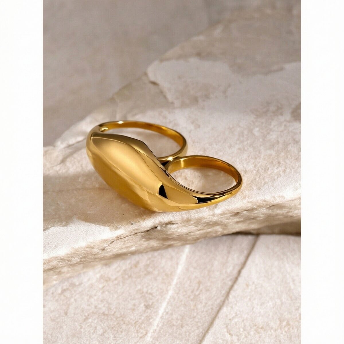 1 Piece Geometric Stainless Steel Waterproof Gold Plated Women's Adjustable Rings 
