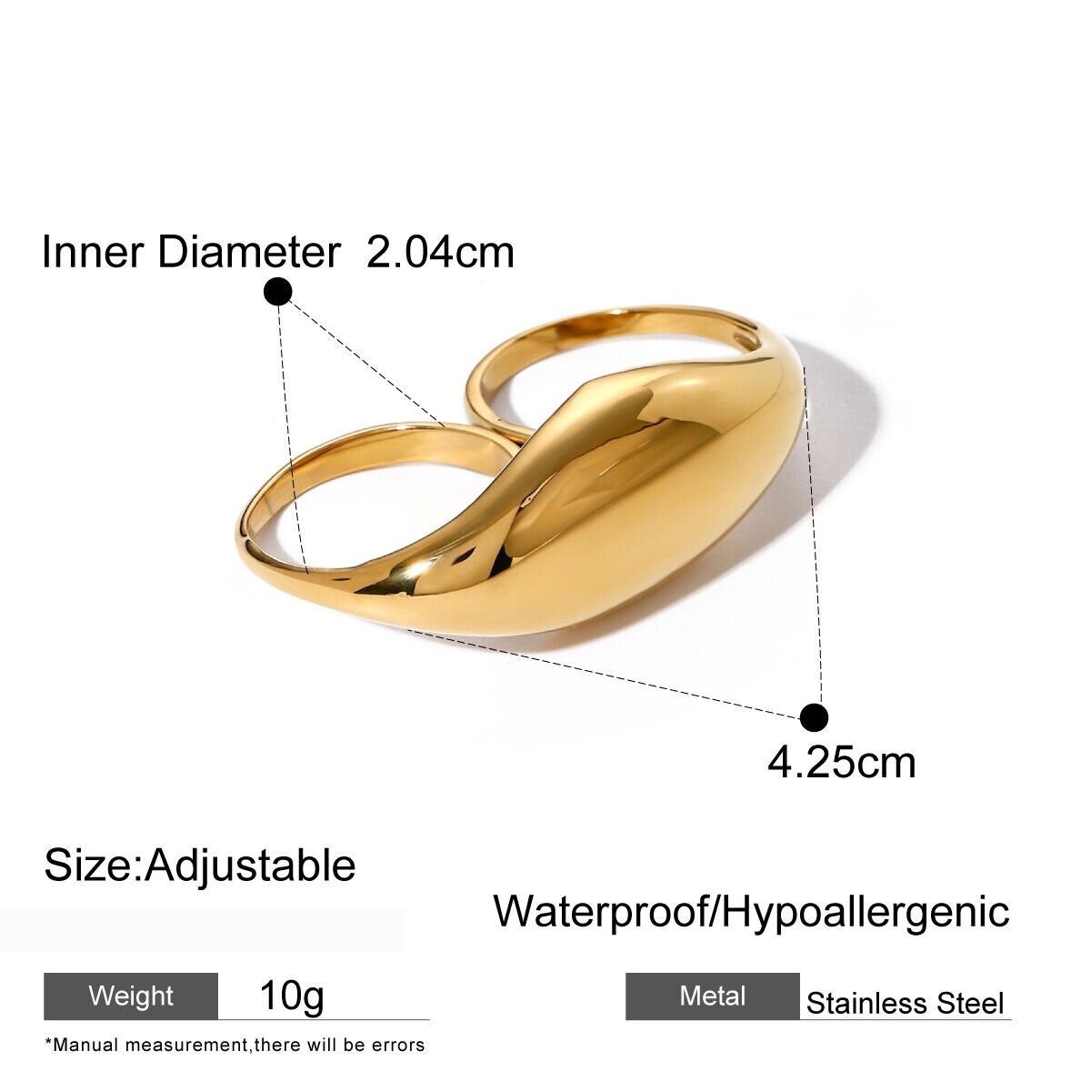 1 Piece Geometric Stainless Steel Waterproof Gold Plated Women's Adjustable Rings Picture2