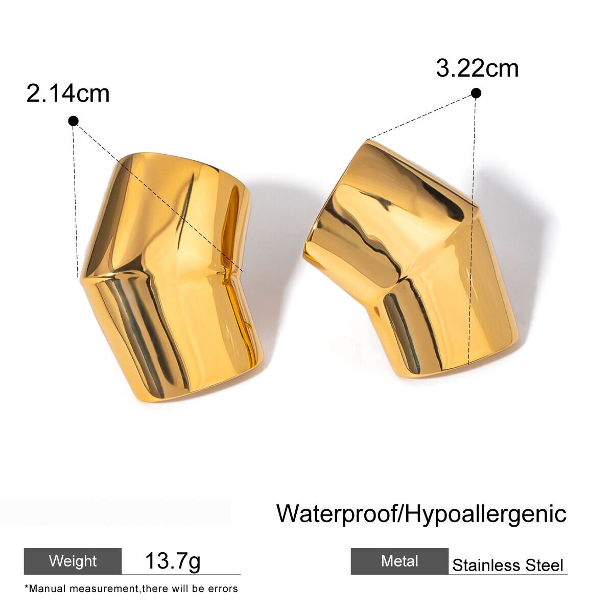1 Pair Simple Series  Style Geometric Titanium Steel  Gold Plated Women Stud Earrings 