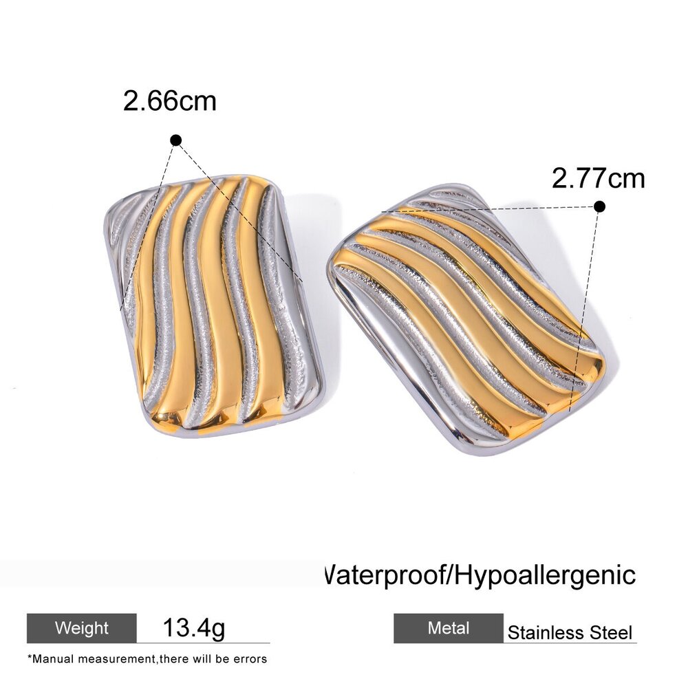 1 Paar Simple Series Stijl Strip Roestvrij Staal Vergulde Dames Oorbellen Afbeelding2