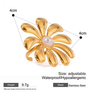 1 Pair Classic Series Retro Flower Stainless Steel Gold Plated Artificial Pearl Women Earrings Set h5 Picture2