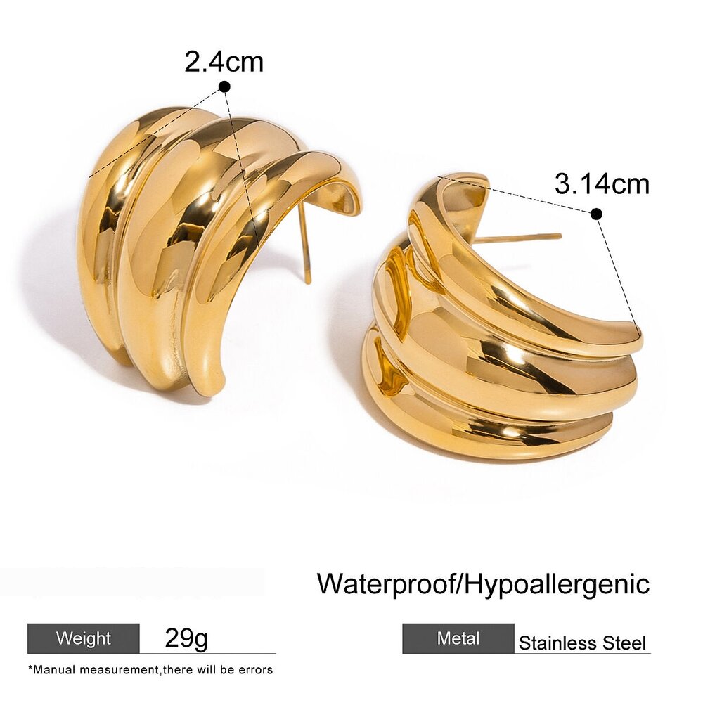 1 Paar Simple Series Style Streifen Edelstahl 18 Karat Vergoldet Damen Ohrstecker Bild2