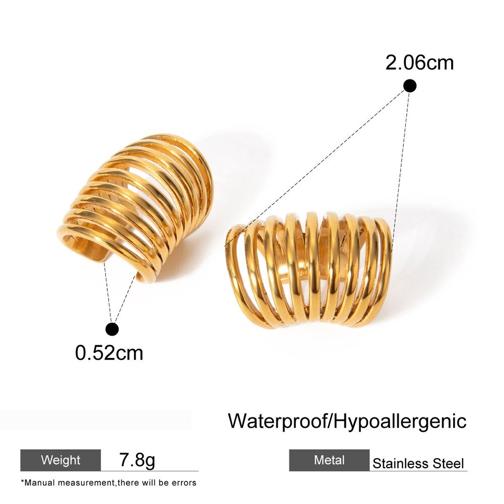 1 Paar Schlichte, Geometrische Ohrklemmen Aus Goldplattiertem Edelstahl Für Damen Bild2