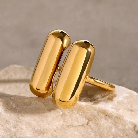 1 Piece Simple Style Geometric Stainless Steel Waterproof  Gold Plated Women's Adjustable Rings
