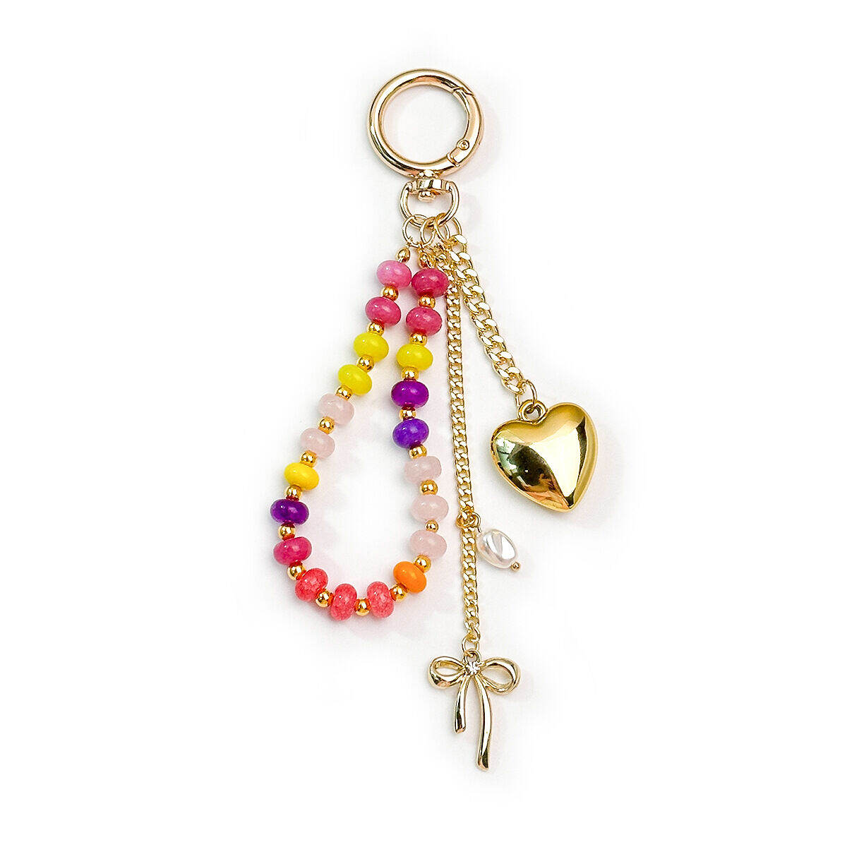 Simple Series Sweet Heart Bow Knot Beads Mixed Color Resin Bag Charms