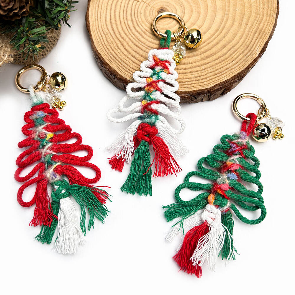 Etnik Seri Günlük Noel Püsküllü Karışık Renkli Dokuma Halat Çanta Süsleri h5Resim2