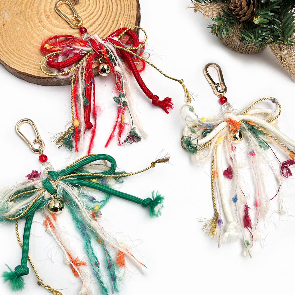 Simple Series Casual Bow Knot Christmas Mixed Color Woven Rope Bag Charms h5Picture4