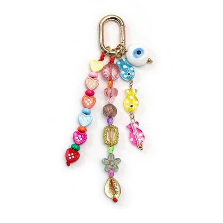 Ethnic Series Natural Devil's Eye Oceanic Style Beads Mixed Color Shell Fish Geometric Shape Glaze Bag Charms