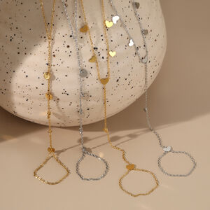 Simple Heart Stainless Steel Waterproof Gold Color Women's Hand Chain h5 Picture2