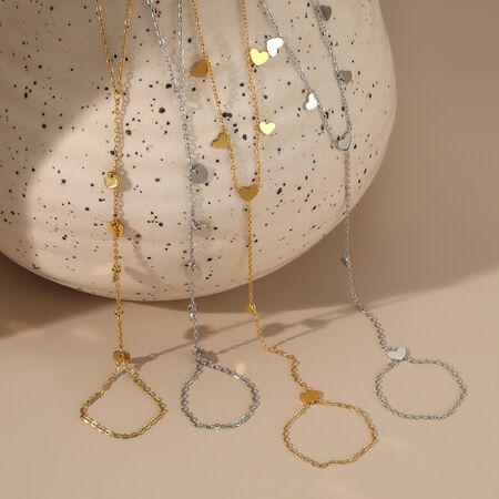 Simple Heart Stainless Steel Waterproof Gold Color Women's Hand Chain