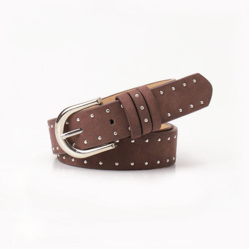Simple Series Casual Solid Color Rivet Premium Quality Pu Leather Belt