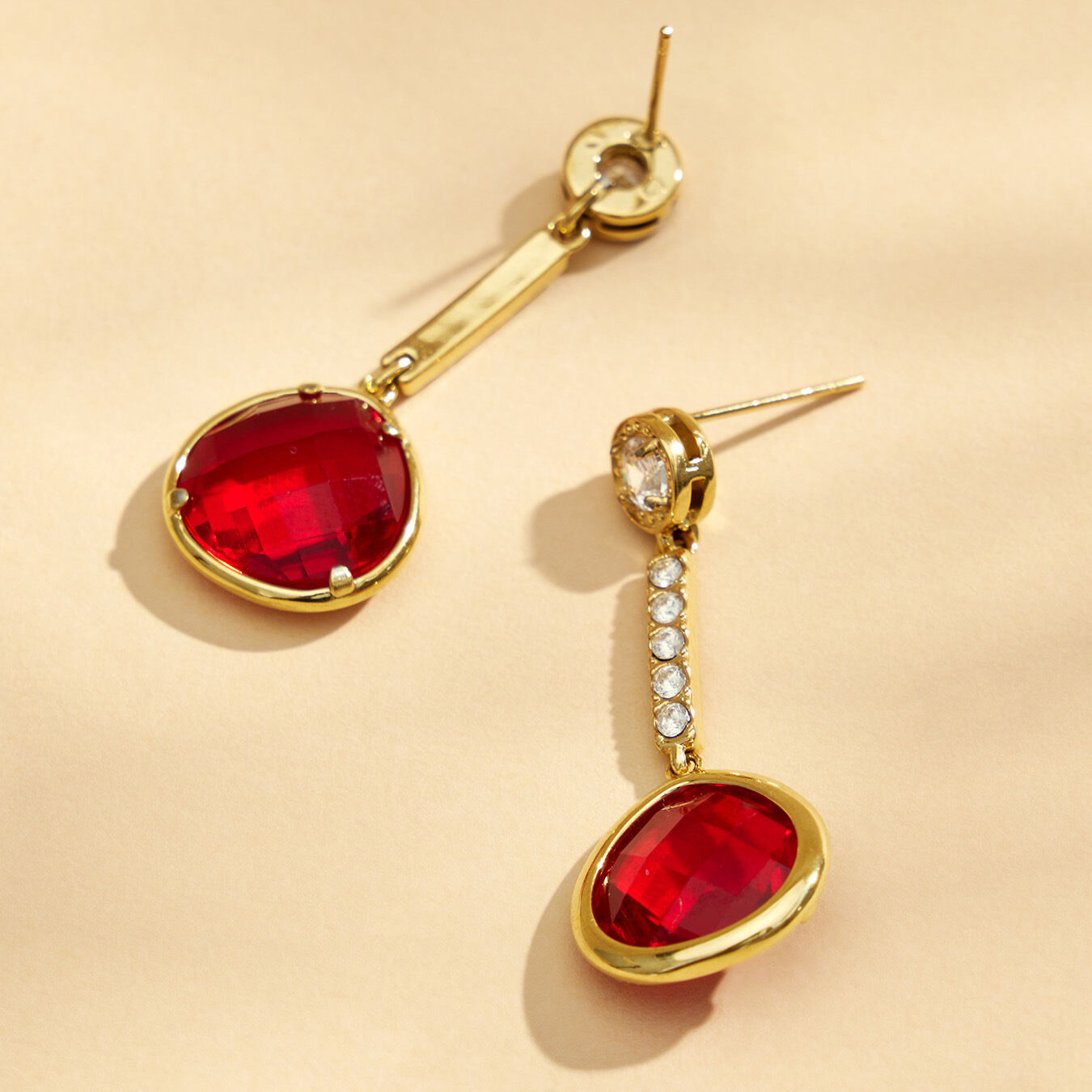 Luxurious Series Simple Circle Stainless Steel Gold Color Zircon Glass Women's Drop Earrings h5 Picture3