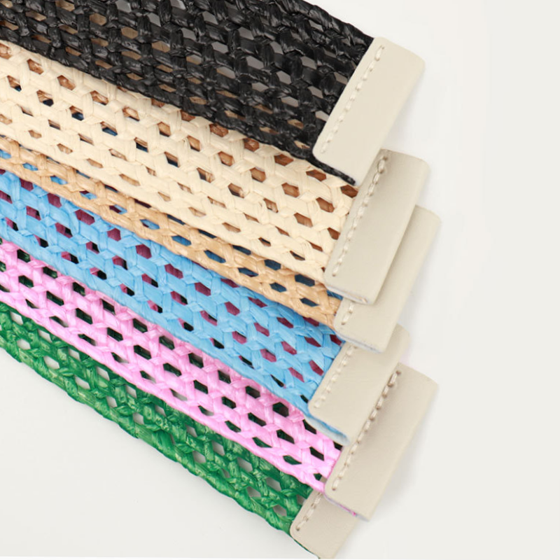 Ethno-Serie, Lässiger, Einfarbiger, Gewebter Raffia-Gürtel h5Bild7