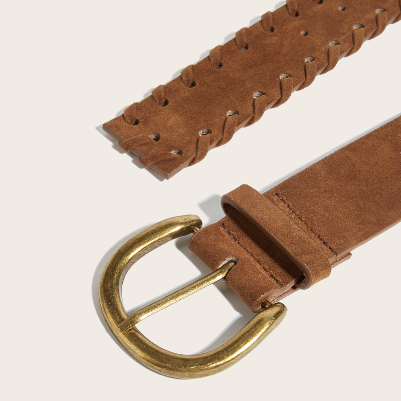 Simple Series Retro Solid Color Woven Premium Quality Pu Leather Belt Picture7