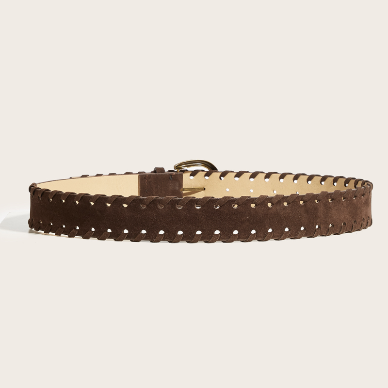 Simple Series Retro Solid Color Woven Premium Quality Pu Leather Belt Picture4