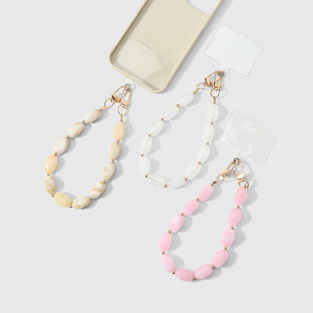 Simple Series Daily Solid Color Beads Alloy Phone Chain