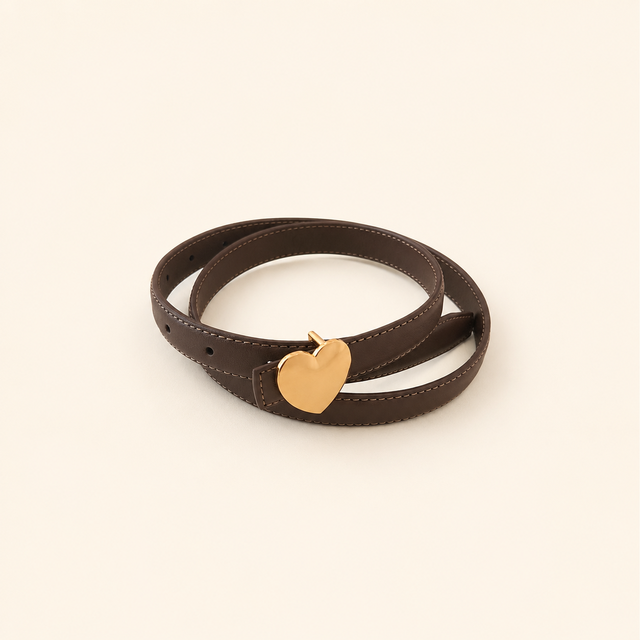 Simple Series Casual Heart Solid Color Leather Belt