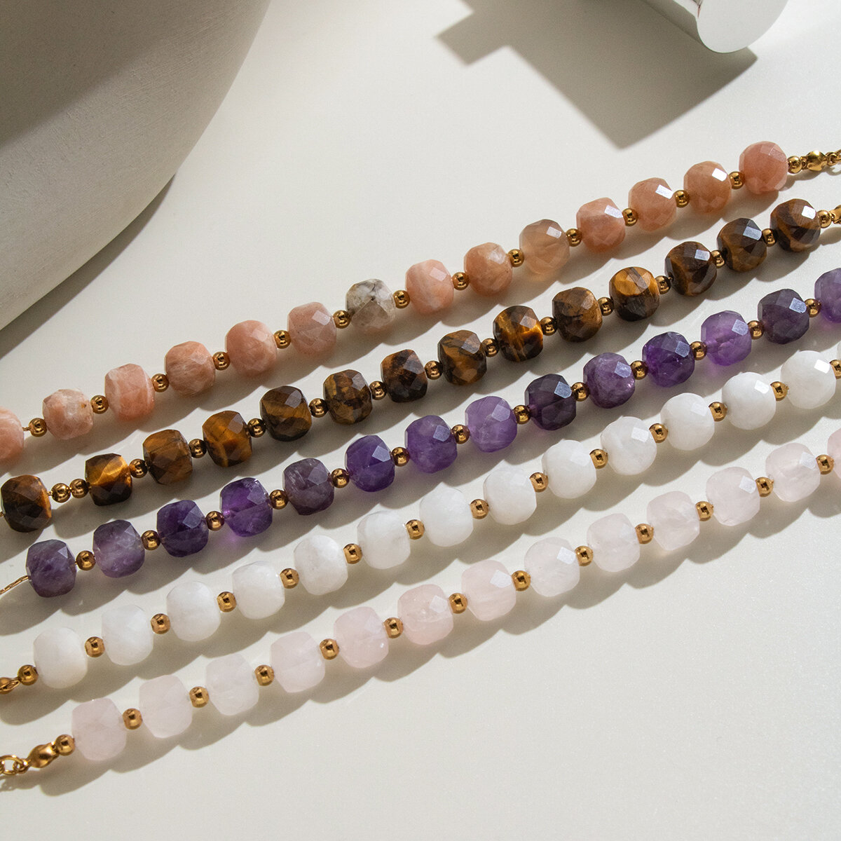 Amethyst- Und Natursteinperlen, Wasserdichtes Edelstahl-Armband Für Damen Bild4
