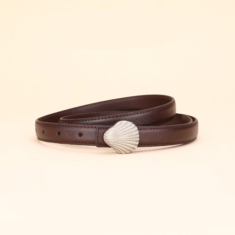 Simple Series Daily Solid Color Oceanic Style Shell Leather Belt 2