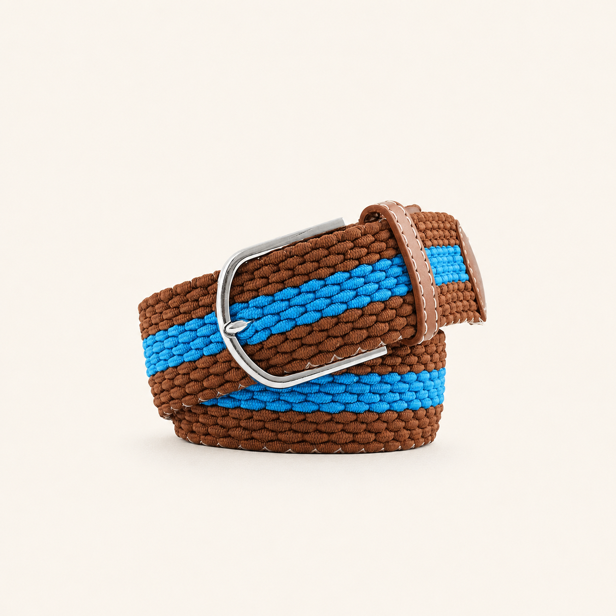 Cintura In Nylon Intrecciato A Righe Casual Della Serie Simple, Colori Misti.