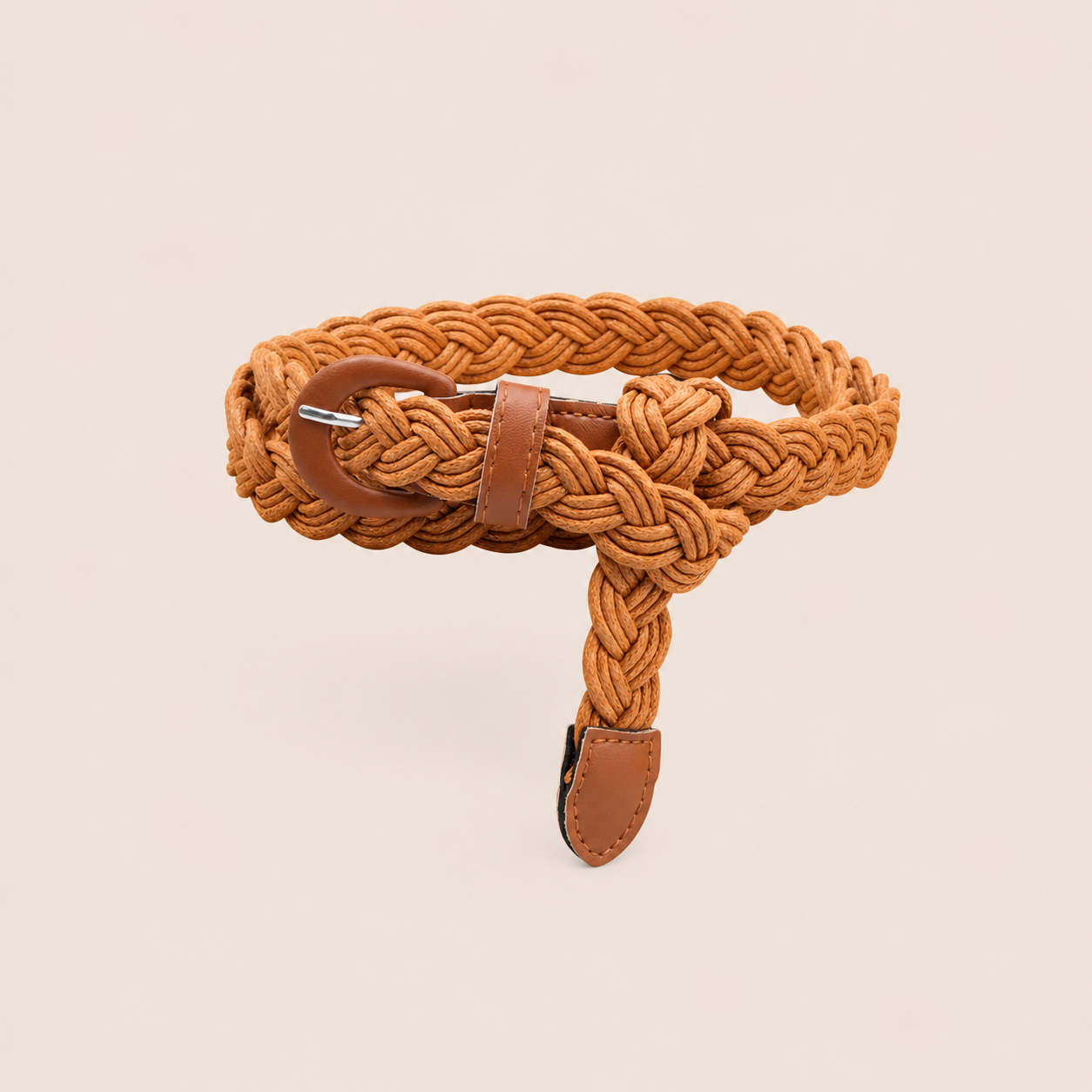 Simple Series Casual Solid Color Woven Pu Woven Belt