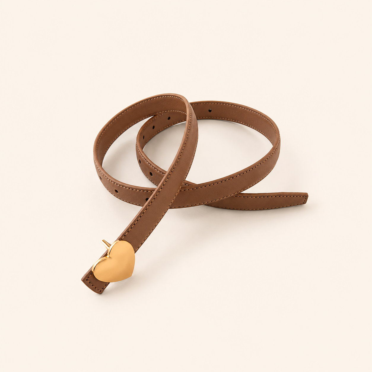 Simple Series Casual Heart Solid Color Leather Belt Picture2