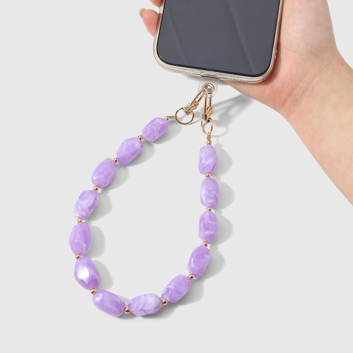Simple Series Daily Solid Color Beads Alloy Phone Chain h5 Picture3