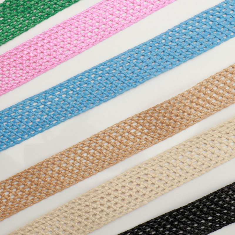 Ethno-Serie, Lässiger, Einfarbiger, Gewebter Raffia-Gürtel h5Bild6