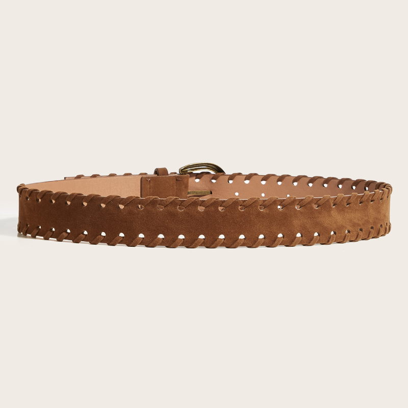 Simple Series Retro Solid Color Woven Premium Quality Pu Leather Belt Picture5