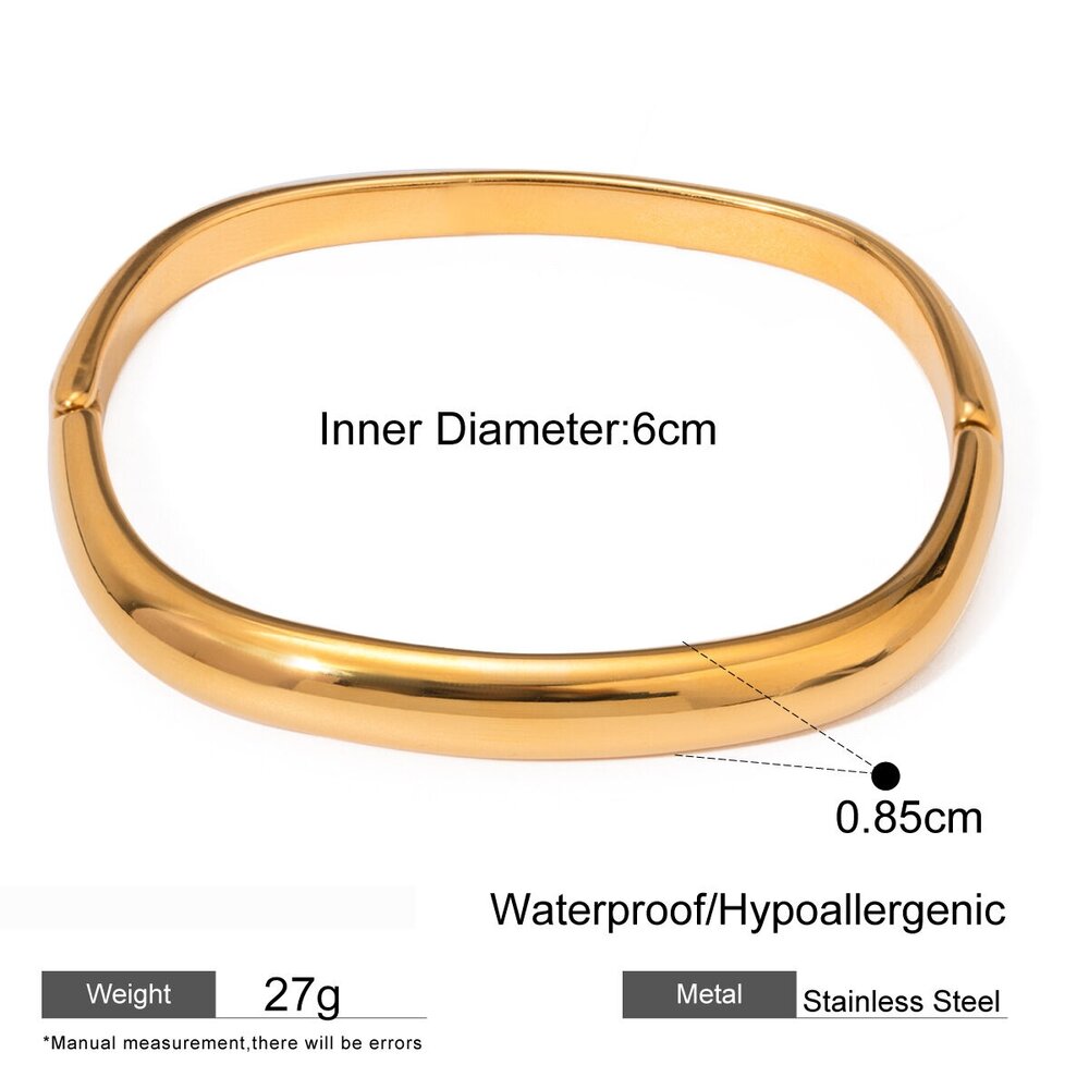 1 Paar Grenzüberschreitender Stil Übertrieben 18 Karat Gold Edelstahl Schnalle Quadratisch Glatt Antikes Armband Schmuck Weibliches Armband Bild2