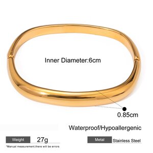 1 Paar Grenzüberschreitender Stil Übertrieben 18 Karat Gold Edelstahl Schnalle Quadratisch Glatt Antikes Armband Schmuck Weibliches Armband h5 Bild2