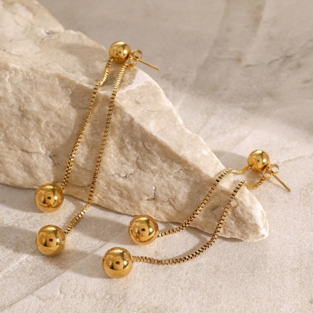1 pair retro simple style tassel shape stainless steel  gold plated women's Dangle Earrings