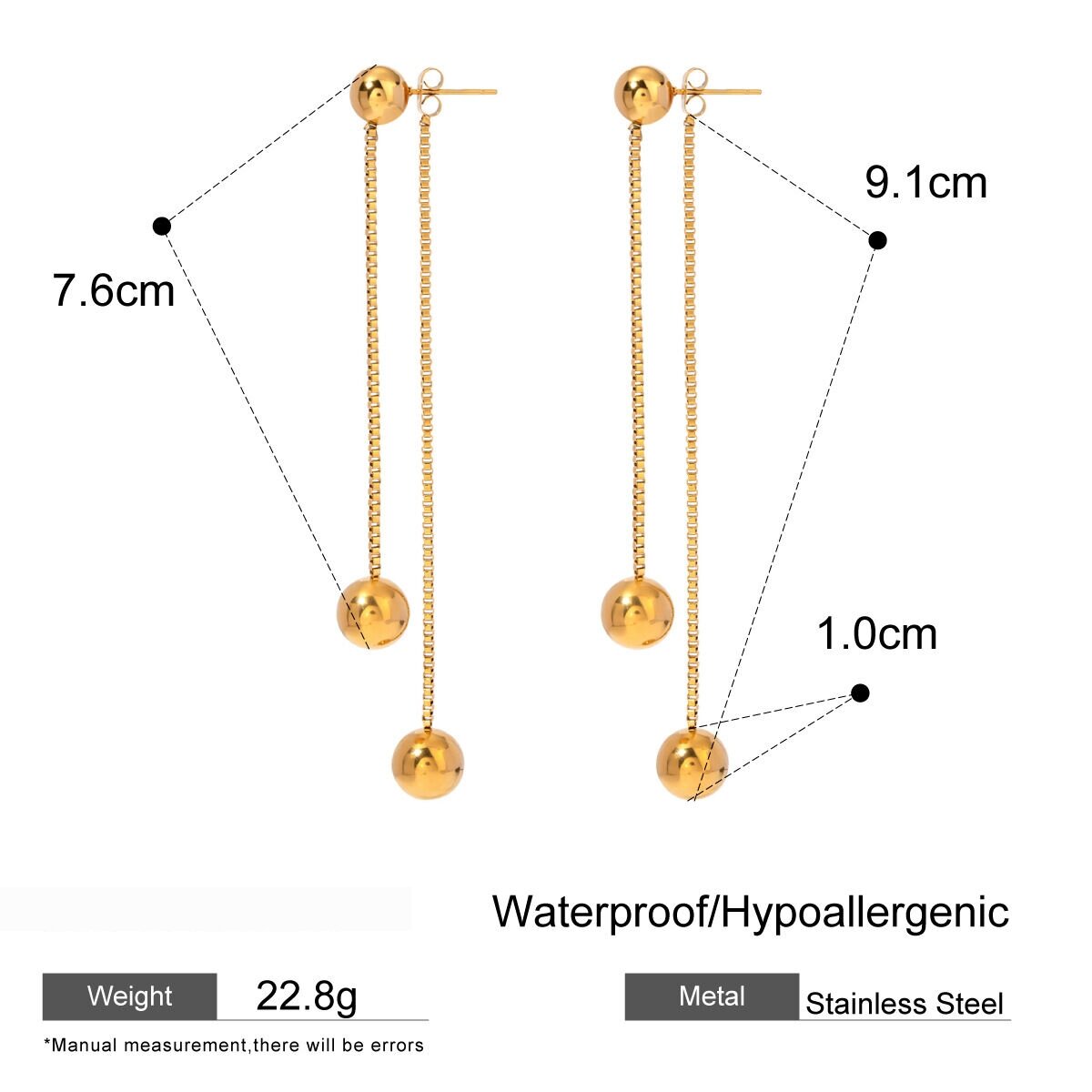 1 Pair Retro Simple Style Tassel Shape Stainless Steel  Gold Plated Women's Dangle Earrings Picture2