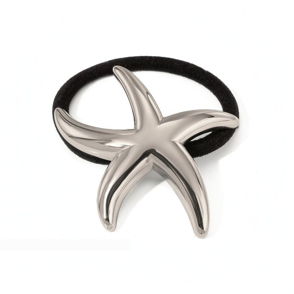 Cross-Border Style Gold Stainless Steel Smooth Slender Five-Pointed Star Hair Ring Hair Rope Hair Accessories Women