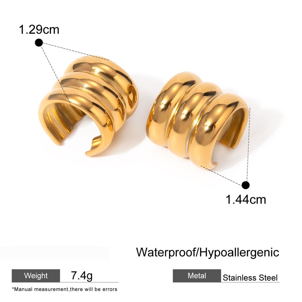 1 Paar Schlichte, Geometrische Ohrklemmen Aus Goldplattiertem Edelstahl Für Damen Bild2