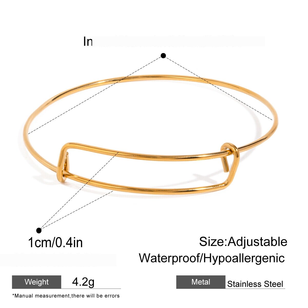 1 Stück Simple Series Klassische Geometrische Edelstahl 18 Karat Vergoldete Damen Armreifen Bild2