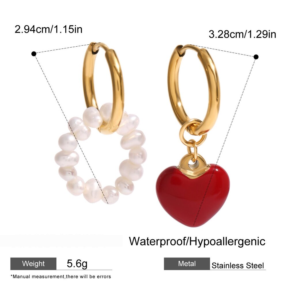 1 Pair Romantic Series Sweet Heart Stainless Steel Gold Plated Artificial Pearl Women Drop Earrings Picture2