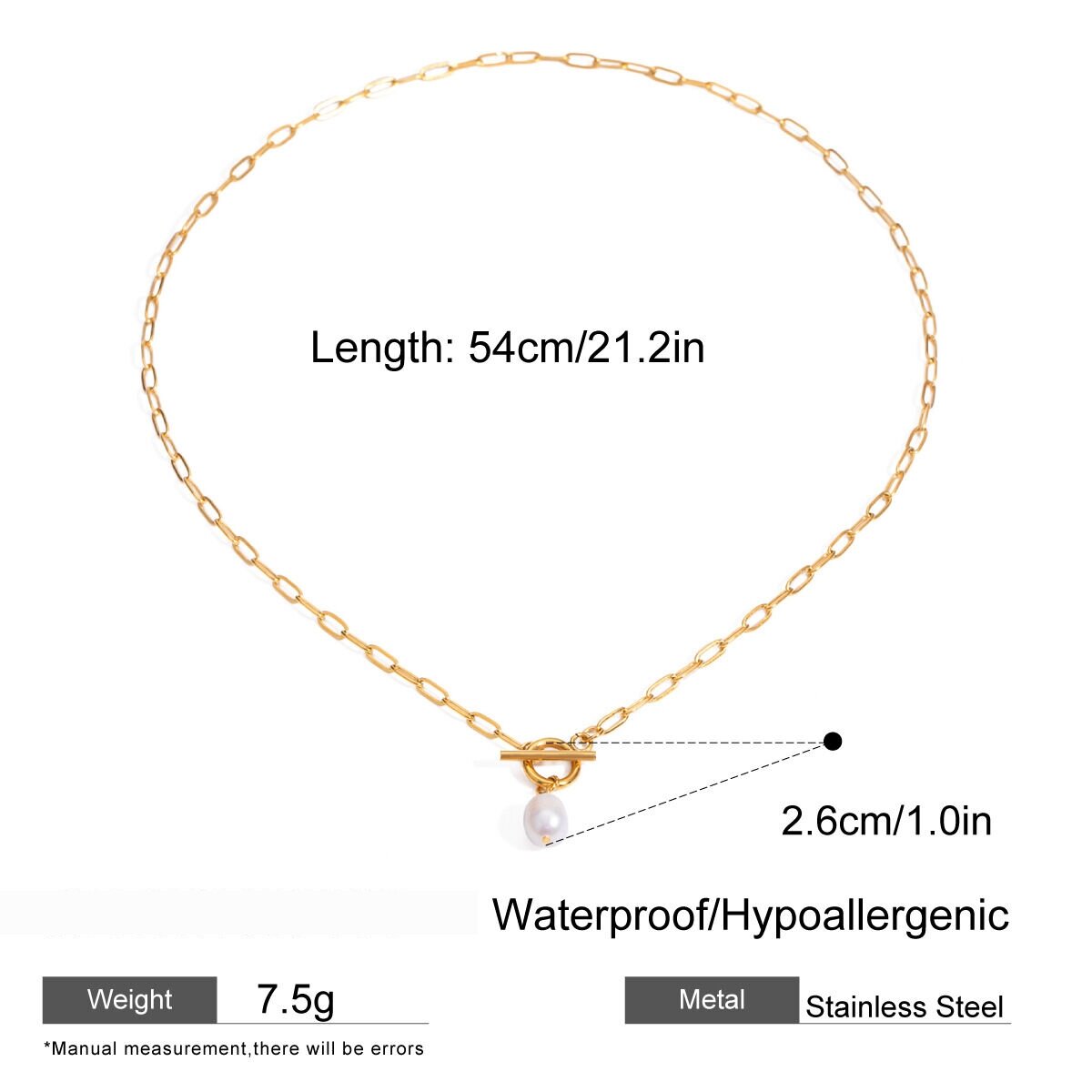 1 Pezzo Semplice Serie Classica Geometrica In Acciaio Inossidabile Placcato Oro 18K Perla Artificiale Donne Collane Con Ciondolo h5 Immagine2
