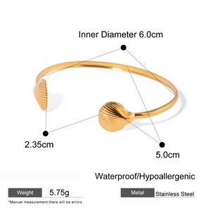 Cross-Border Style Temperament Gold Stainless Steel Small Scallop Simple Open Bracelet Jewelry Female h5