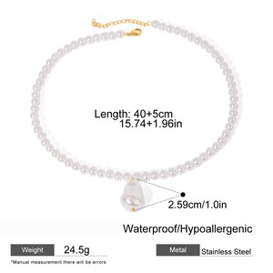 1 Stück Simple Series Retro Beads Edelstahl 18 Karat Vergoldete Kunstperle Damen Anhänger Halsketten h5 Bild2