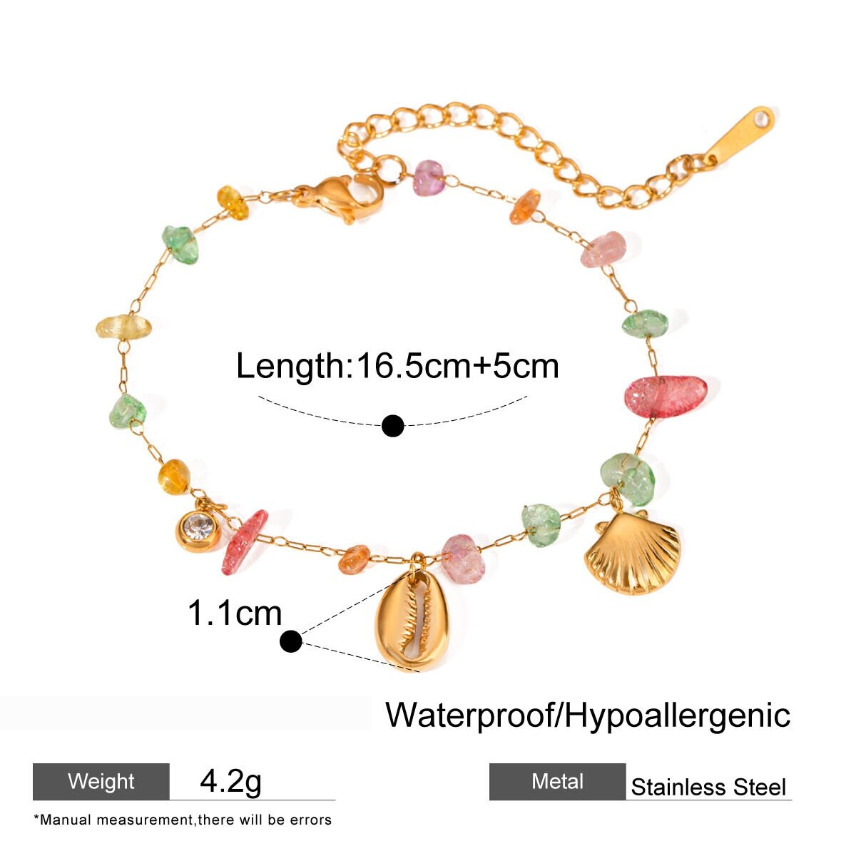 Grenzüberschreitender Europäischer Und Amerikanischer -Stil 18 Karat Gold Edelstahl Strass Farbige Kiesschale Seestern Strass Anhänger Schmuck  